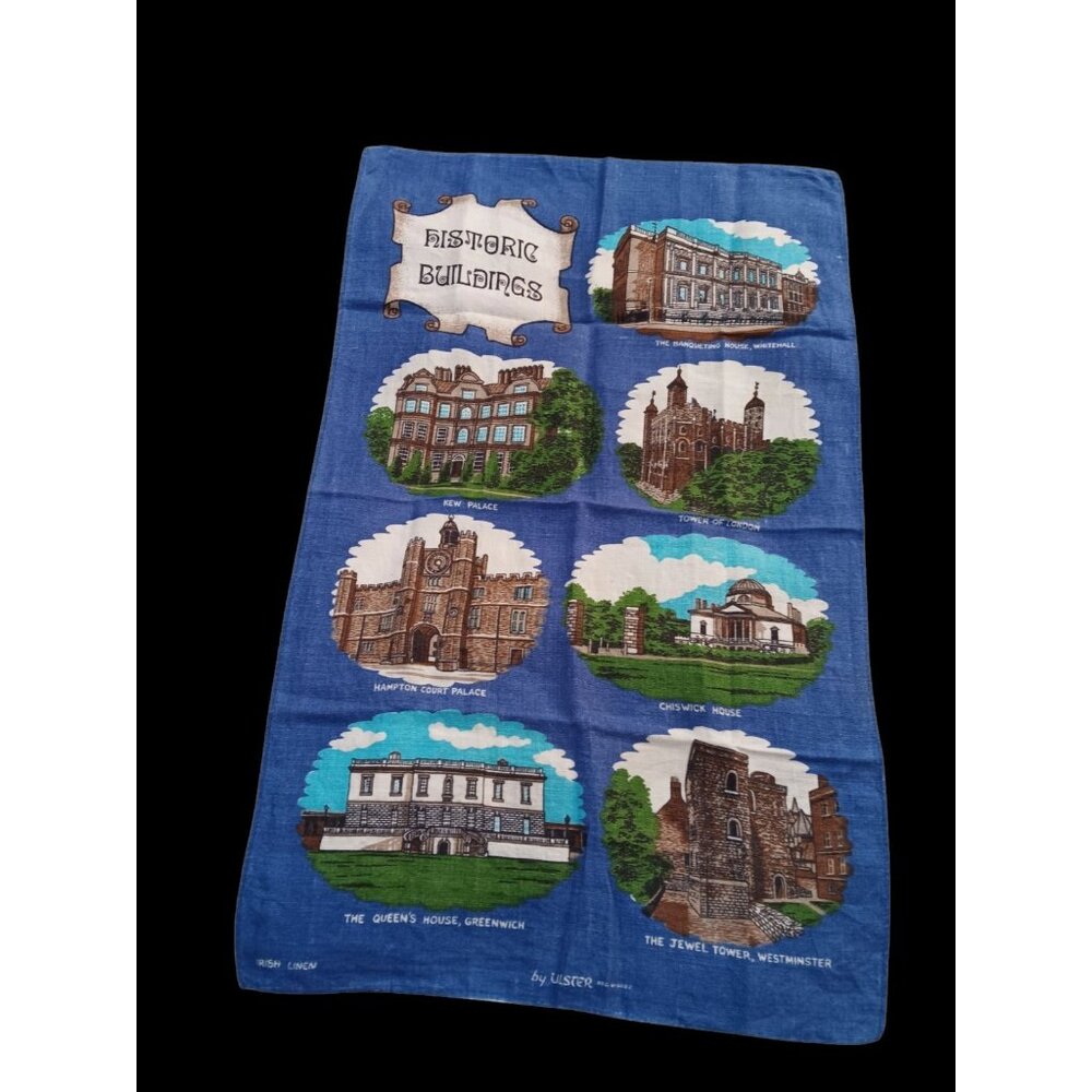 VTG Irish Linen Towel Historic Buildings England Tower of London Kew Palace